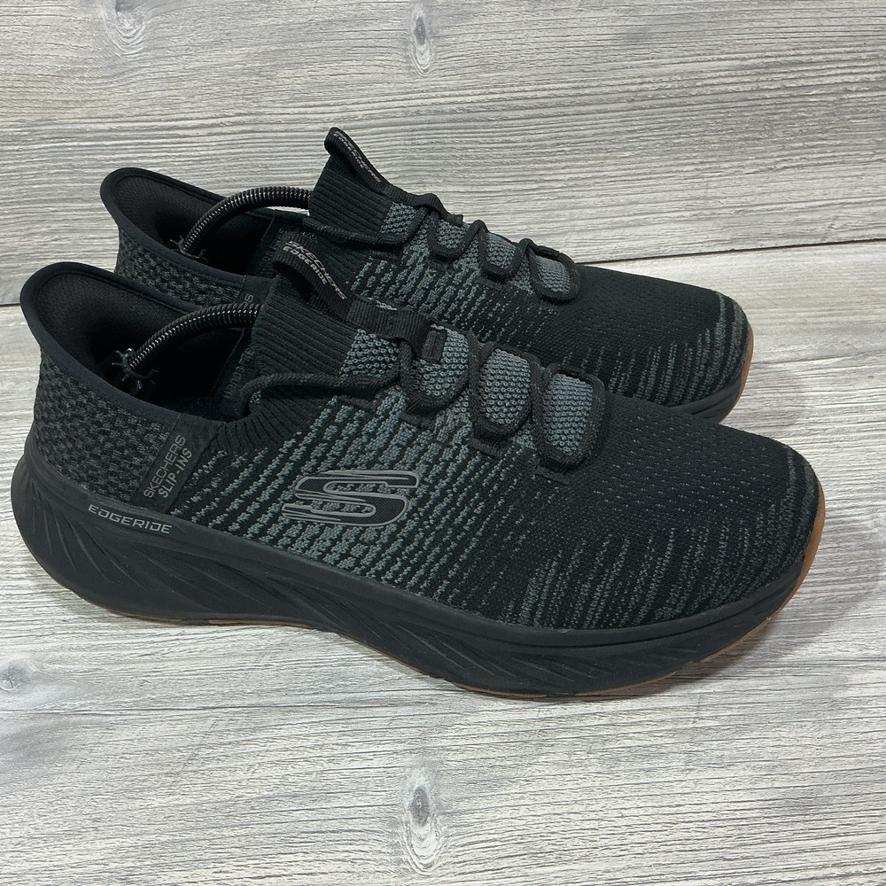 Skechers Slip-ins Edgeride Mens 10 Extra Wide Black Grey Sneakers 232932WW BBK